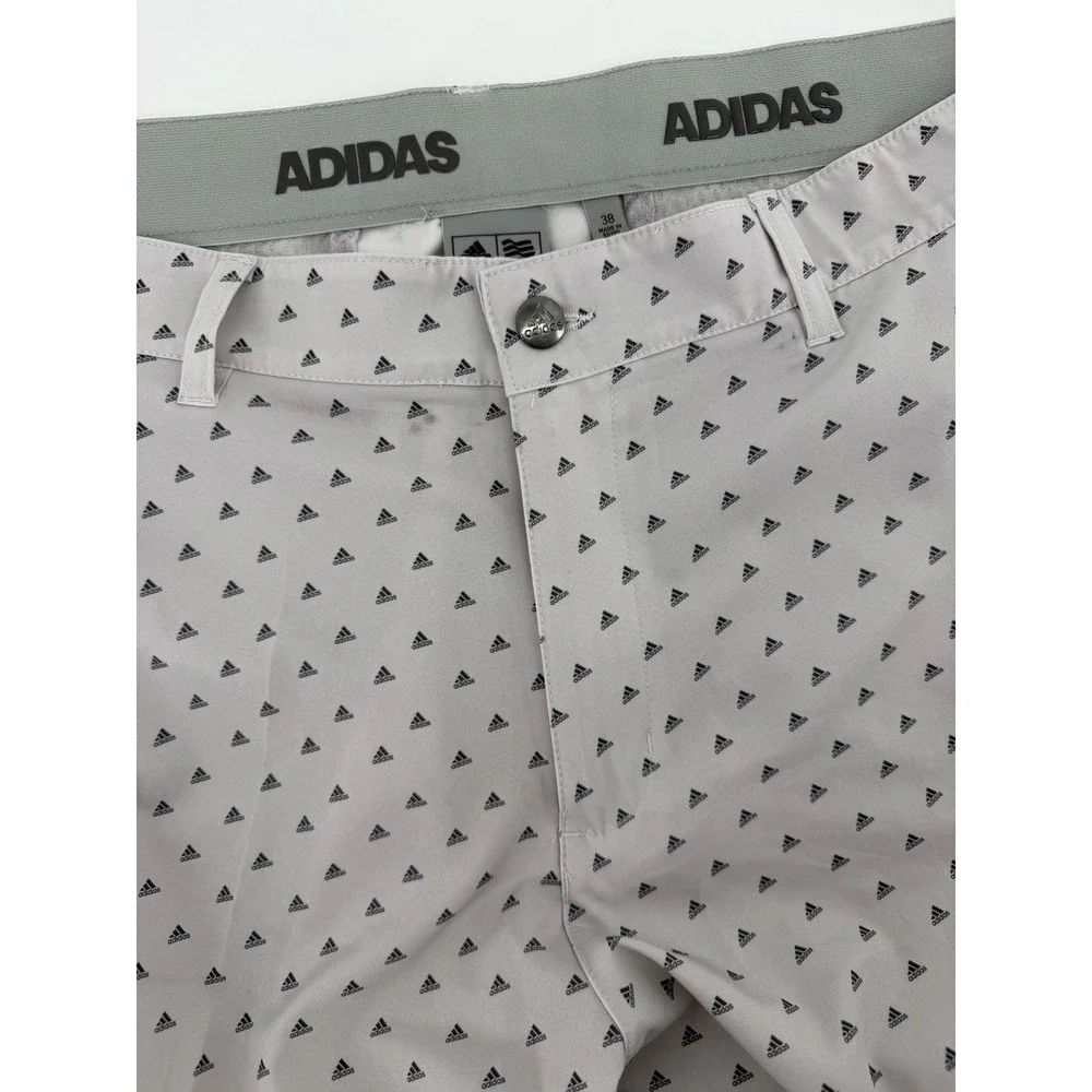 Adidas Golf Mens Grey All Over‎ Logo Print Performance Shorts Size 38